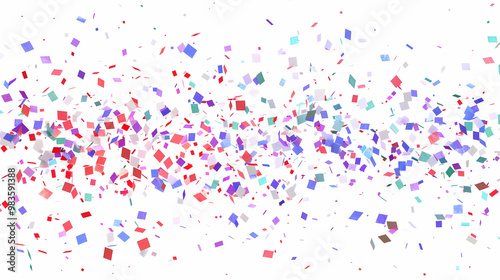 Colorful Confetti Falling Down on a White Background, Creating a Festive and Joyful Atmosphere