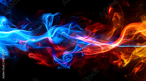 Wallpaper Mural Abstract Smoke Photography with Swirling Red, Blue, and Yellow Colors on Black Background Torontodigital.ca
