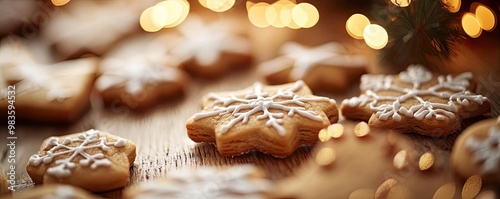 Delicious snowflake cookies adorned with icing, perfect for festive occasions and holiday celebrations.