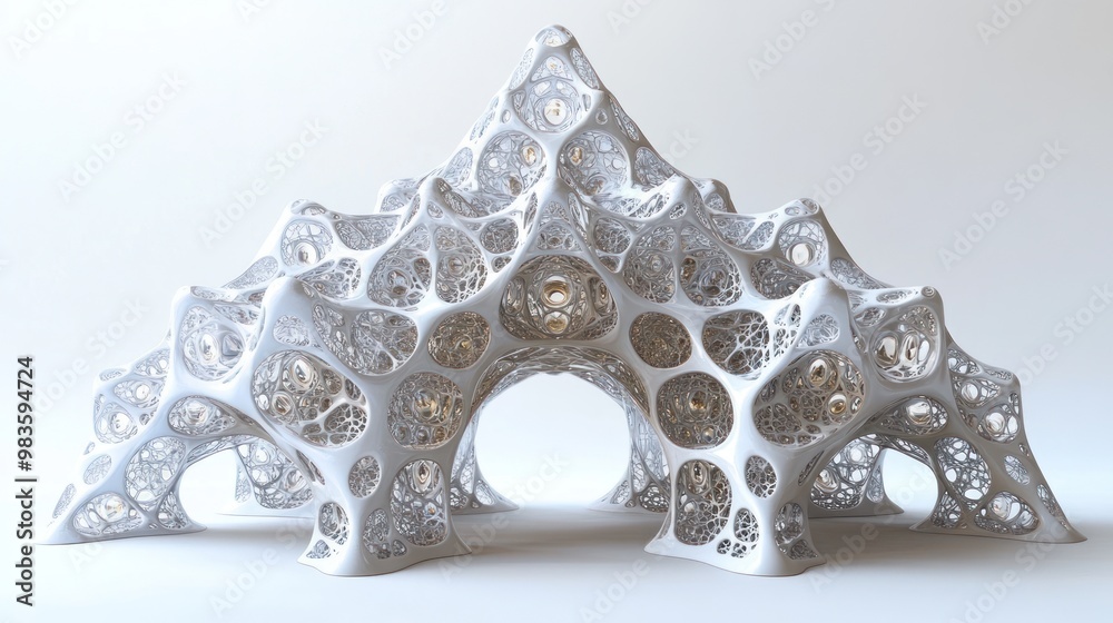 Obraz premium Intricate white structure resembling organic architecture.