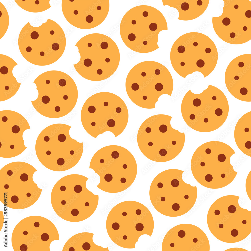 Cute cookie seamless pattern background. biscuits pattern background. chocolate chips pattern background. Cartoon illustration of Cookies. biscuits illustration. Cute cookie seamless pattern background. biscuits pattern background. chocolate chips pattern background. Cartoon illustration of Cookies. biscuits illustration.