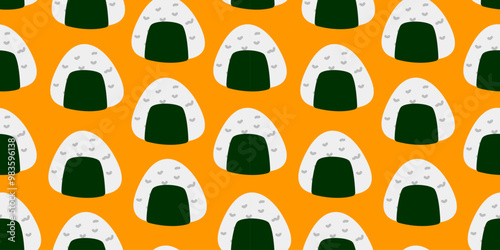 onigiri pattern background. Japanese food seamless pattern. onigiri rice balls illustration. Onigiri Japanese Food Pattern background. Japanese rice balls seamless pattern background.