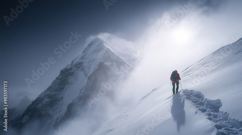 A mountaineer climbing Montain Everest