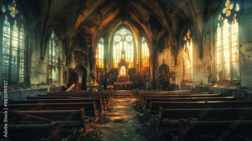 Fototapeta premium Abandoned Church Interior