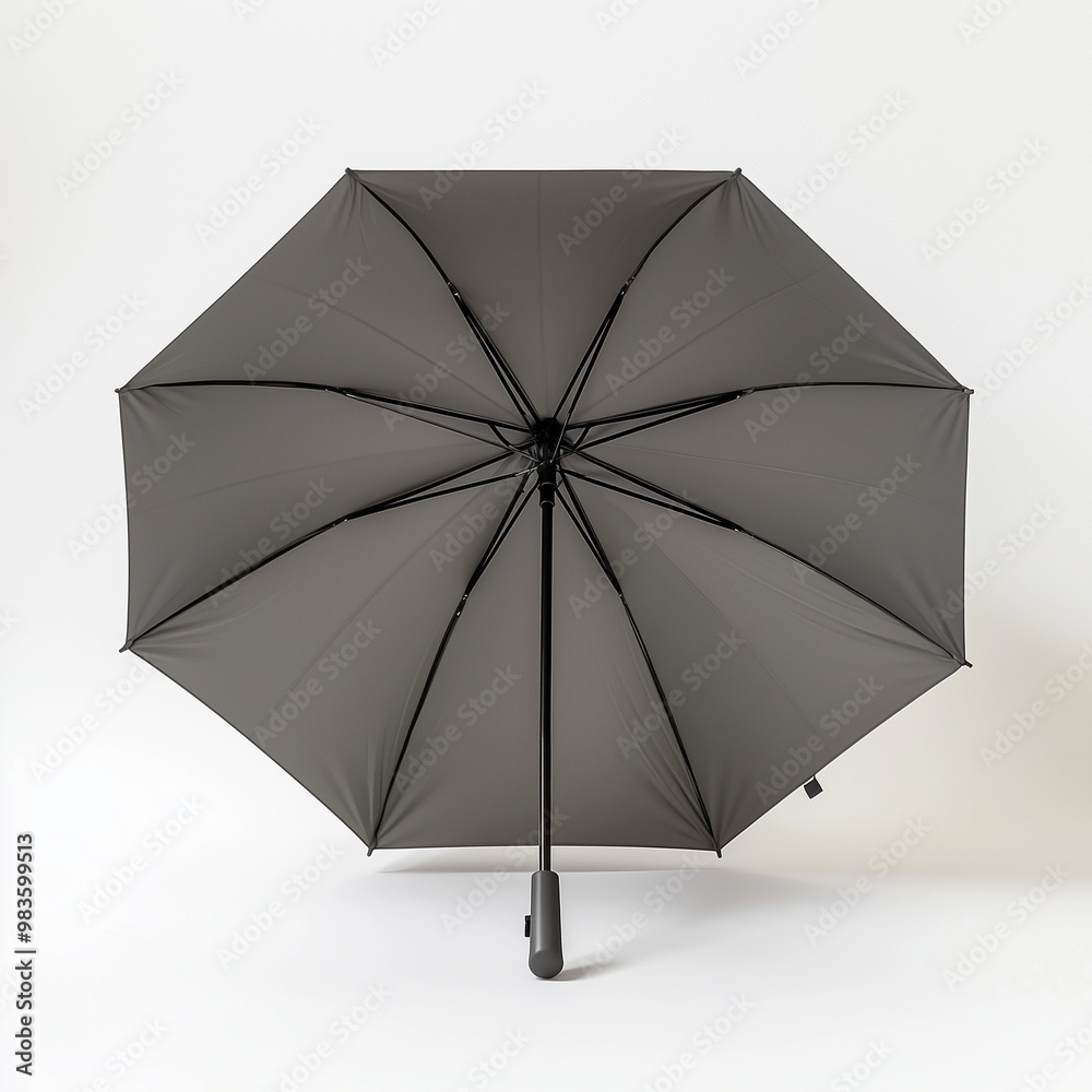 Minimalist Grey Umbrella: Open with a Slight Tilt for Rainy Day Elegance Minimalist Grey Umbrella: Open with a Slight Tilt for Rainy Day Elegance