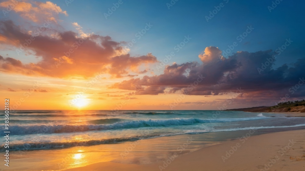 夕焼けと海岸,Generative AI AI画像 夕焼けと海岸,Generative AI AI画像