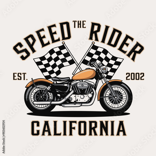Stylish logo vintage illustration of a chopper motorcycle
