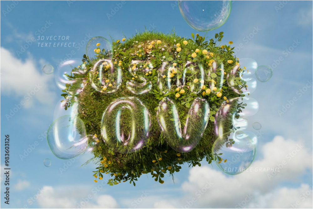 Cosmic love 3d inflated editable text effect