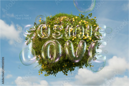 Cosmic love 3d inflated editable text effect