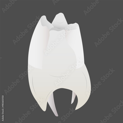 Big white healthy tooth in cartoon style