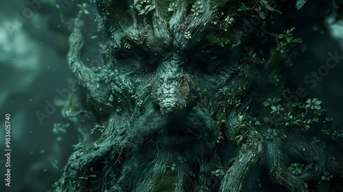 Myth of the Leshy a forest guardian spirit ancient Slavic folklore towering figure blending into the trees mystical presence protector of the woods photo