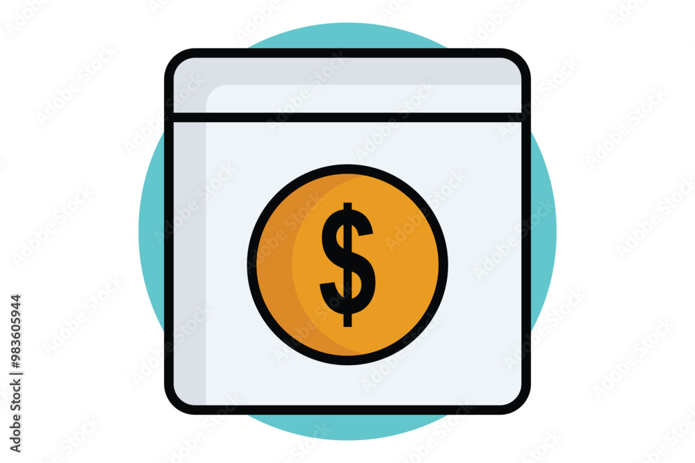 Payment colored outline icon. dollar sign with circle. icon related to bill and payment. business elements vector illustration