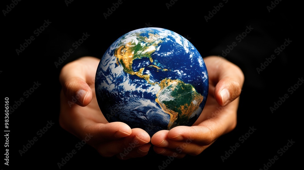 Hands Holding the Earth Globe Representing Care and Responsibility for the Planet Hands Holding the Earth Globe Representing Care and Responsibility for the Planet