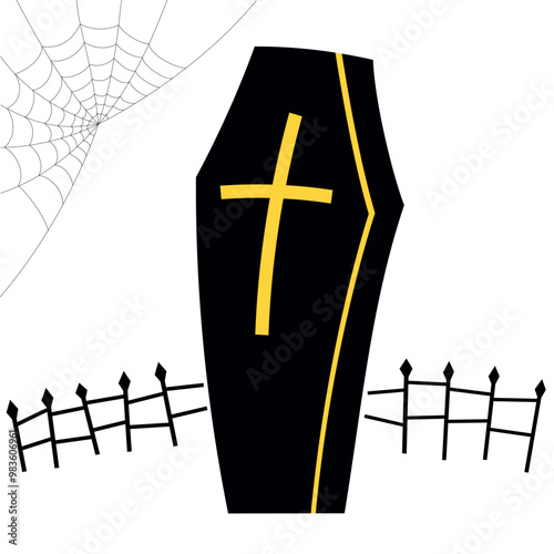 Art & Illustration. Illustration for Halloween party preparation. Casket