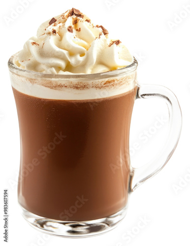 PNG A glass of winter hot chocolate with whipping cream beverage dessert drink.