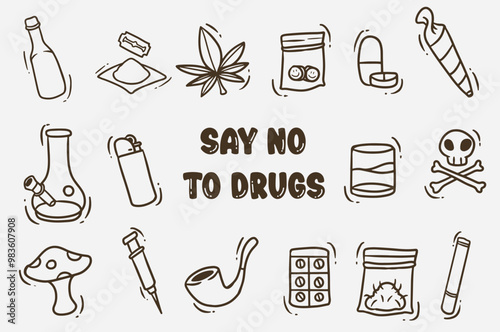 set of doodles drugs good for background, icons, education, element design, etc