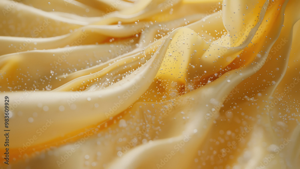 Golden and white silk fabric creating soft flowing textures. Golden and white silk fabric creating soft flowing textures.
