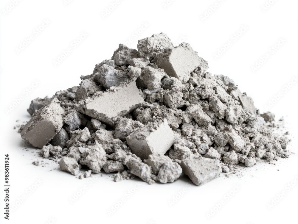 Pile of Broken Concrete Pieces Construction Debris White Background Pile of Broken Concrete Pieces Construction Debris White Background