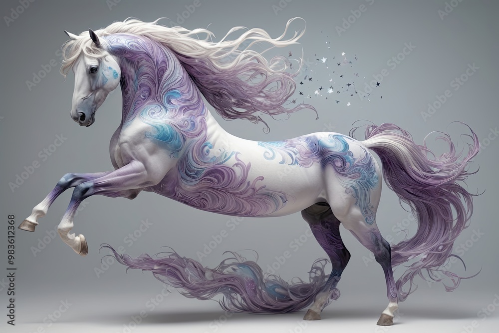 Naklejka premium Surreal Horse Art A full-body surrealistic horse