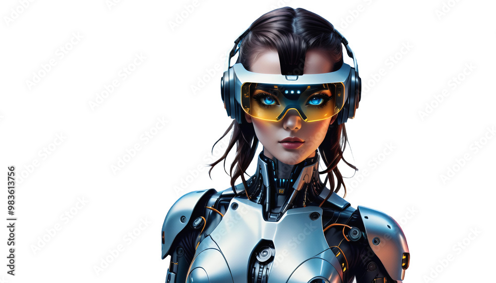 cyberpunk man hyper style realityfuture glasses background realism woman virtual focus robot super city generation futuristic concept girl goggles sharpened science fiction cyborg neon technology