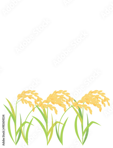 実った稲・稲穂のイラスト　縦型バージョン