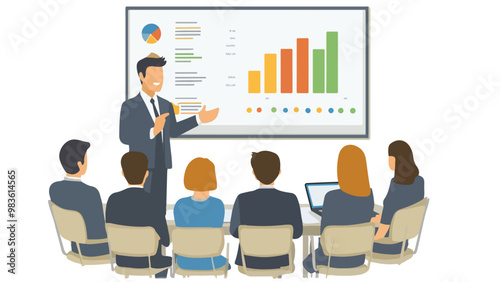 business themed vector, business people with chart