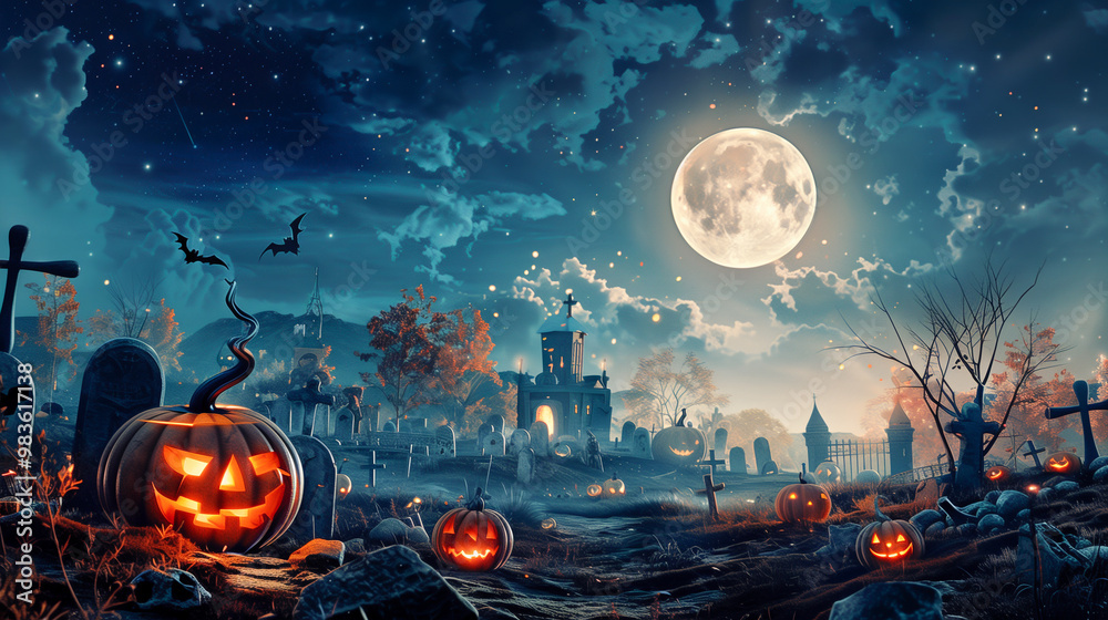 Halloween party of pumpkin scene at moonlight. Halloween party of pumpkin scene at moonlight.