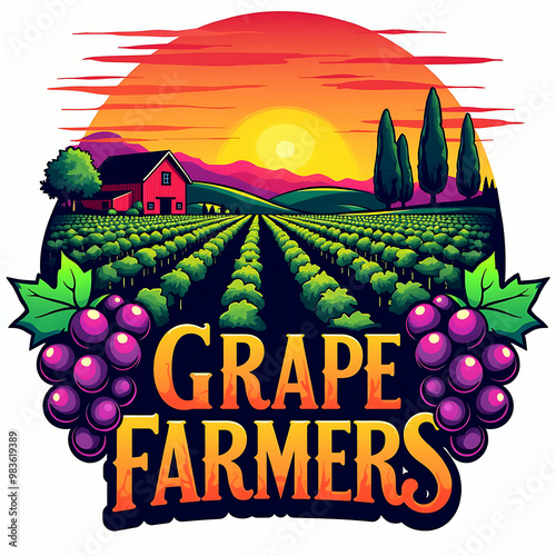 Grape farmer vintage illustration