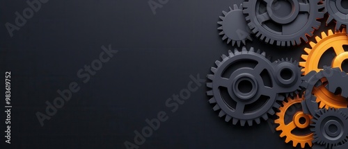 Abstract representation of gears turning, symbolizing hard work and progress, glowing light, Labor Day tribute photo