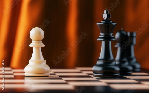 Battle of minds, chessboard reflecting the best move, 3D illustration