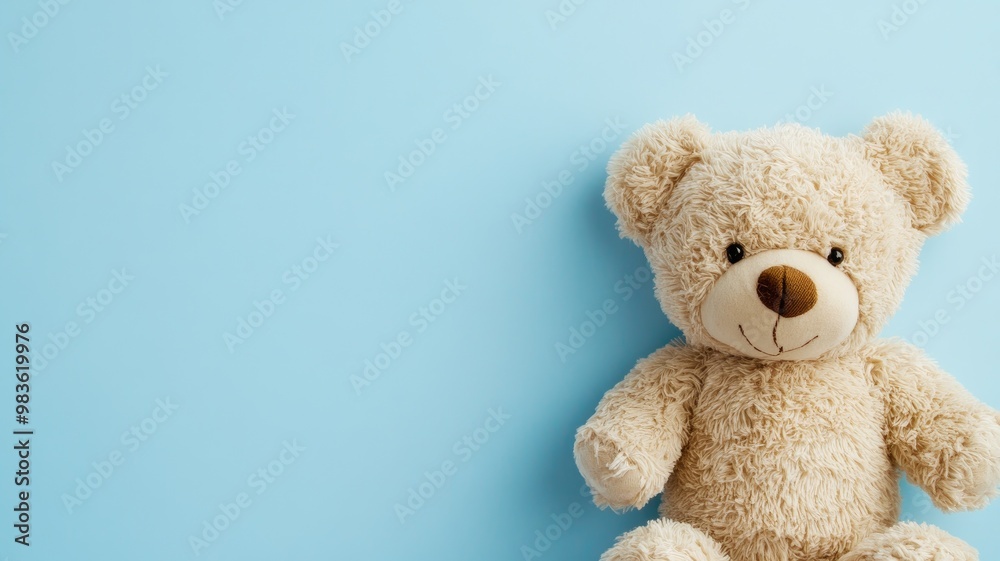 Beige bear against blue background Beige bear against blue background