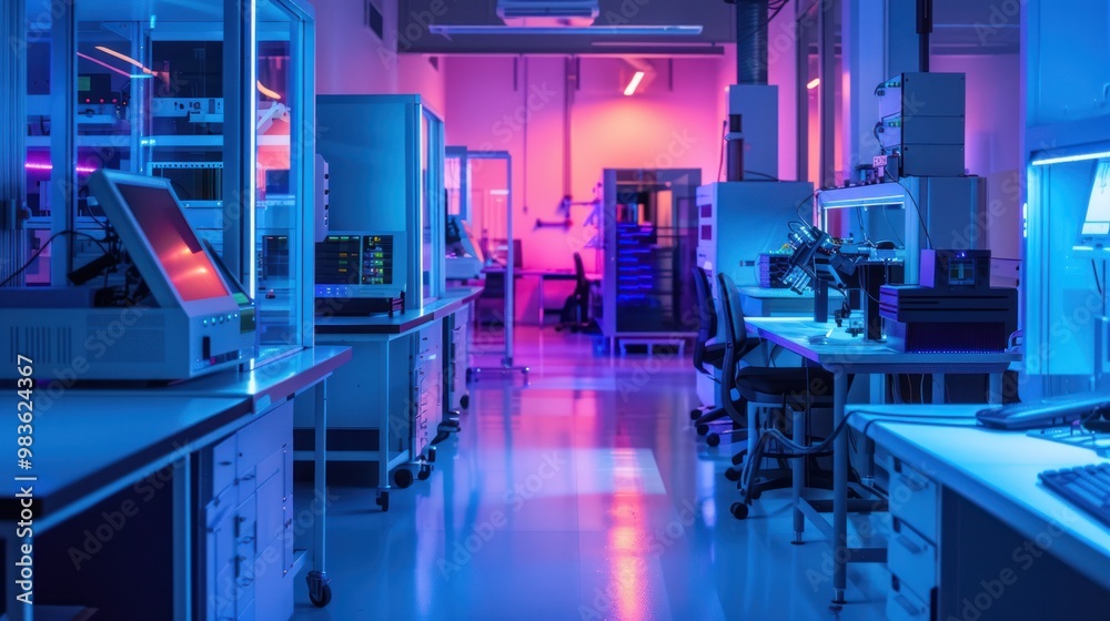Modern Laboratory Interior with Futuristic Equipment Modern Laboratory Interior with Futuristic Equipment