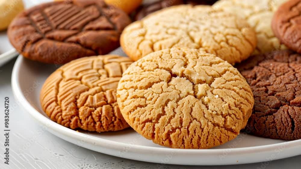 Assorted Freshly Baked Cookies on White Plate Delicious Variety of Homemade Biscuits Golden Brown and Chewy Cracks Detailed Close-Up Shot Baking Blogs Recipe Websites Home Cooking Holiday Treats Assorted Freshly Baked Cookies on White Plate Delicious Variety of Homemade Biscuits Golden Brown and Chewy Cracks Detailed Close-Up Shot Baking Blogs Recipe Websites Home Cooking Holiday Treats