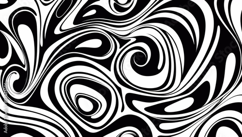 black and white swirling seamless pattern design 