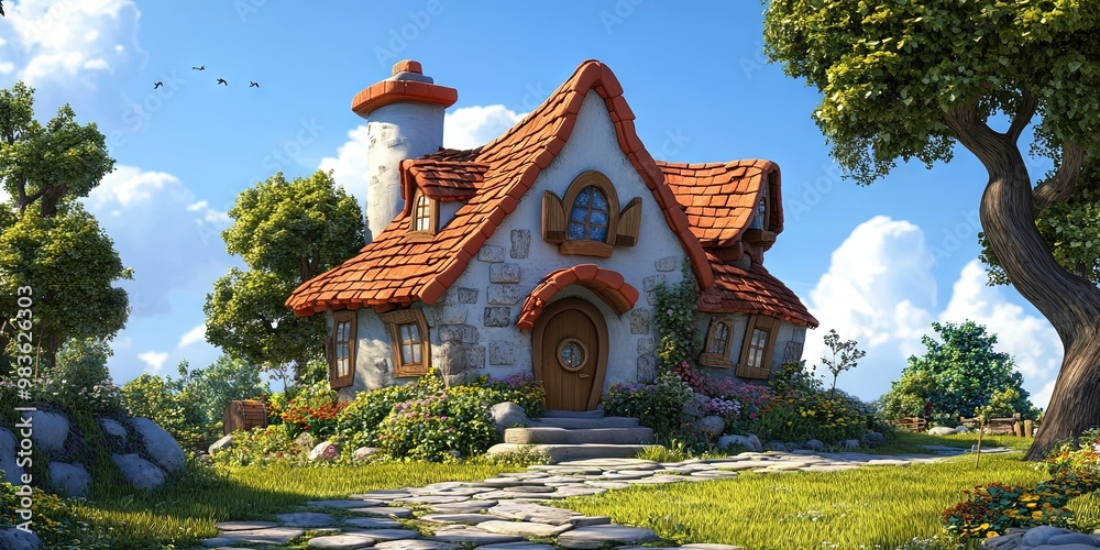Obraz premium 3D animated cartoon house