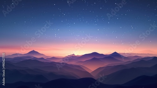 Mountain Range Under a Starry Sky