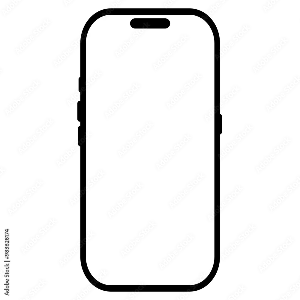 Simple black and white outline of a smartphone, isolated on a white background. Perfect for app design, website mockups, or any mobile-related project. Simple black and white outline of a smartphone, isolated on a white background. Perfect for app design, website mockups, or any mobile-related project.