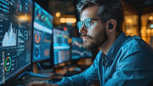 businessman working online with laptop computer busyness meeting, video conference with client, and searching for investment banking.