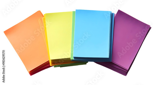 Colorful sticky notes arranged in a creative pattern on a white background.