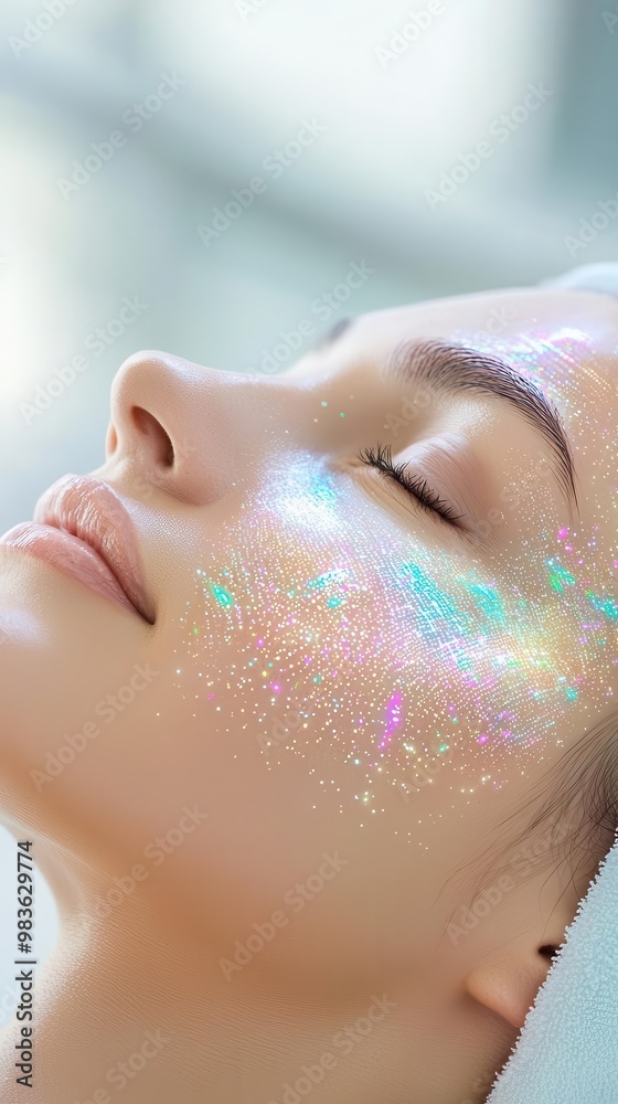 Fototapeta premium Nanotechnology skin treatment in a futuristic spa