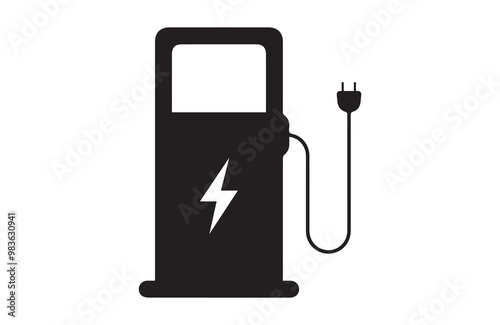 Electric vehicle icon set with plug icon symbol, EV car, Green hybrid vehicles charging point logotype, Eco friendly vehicle concept. Vector illustration, Icons collection