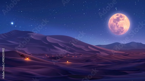 Desert Night with a Full Moon