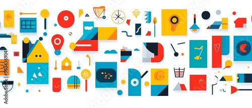 Illustration of a colorful and engaging alphabet chart with each letter represented by vibrant icons and images, modern and clean design