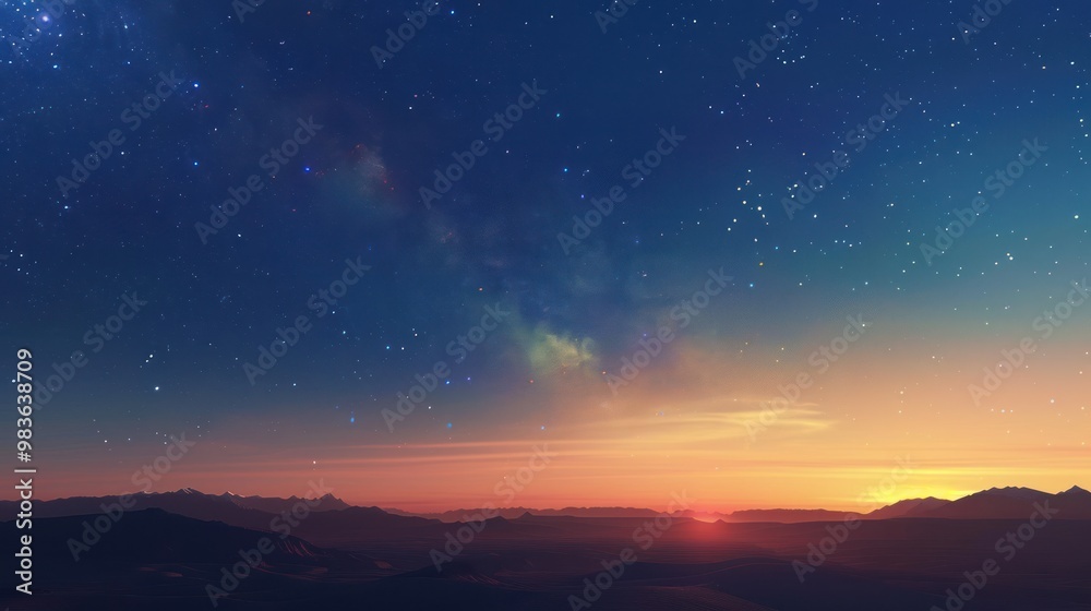 Fototapeta premium Starry Sky Over Mountains