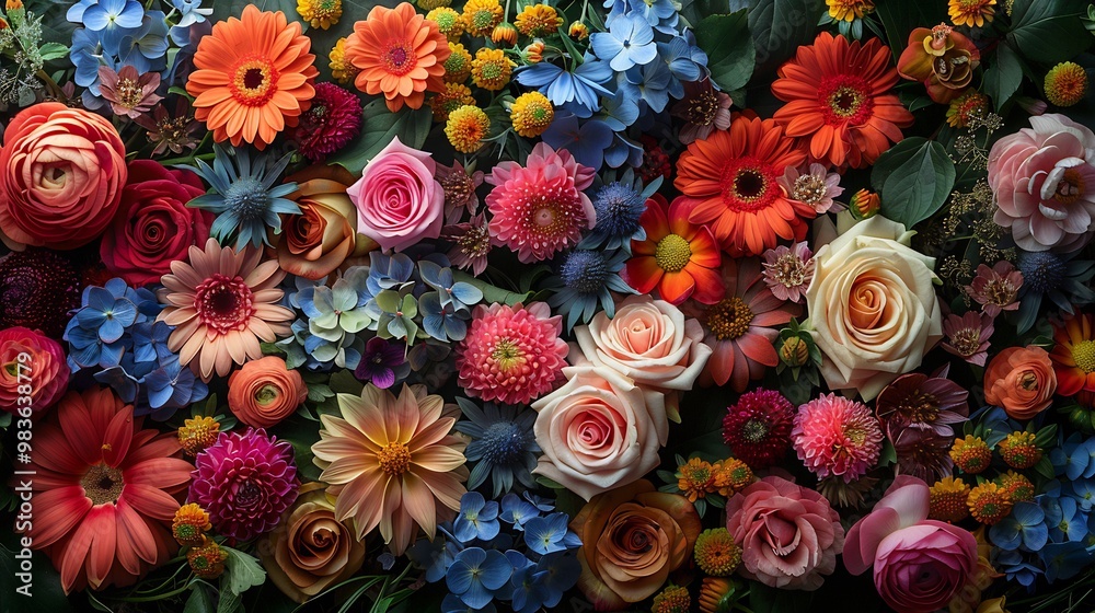 Meticulously arranged set of flowers in a garden each contributing to the beauty of the whole symbolizing teamwork Meticulously arranged set of flowers in a garden each contributing to the beauty of the whole symbolizing teamwork