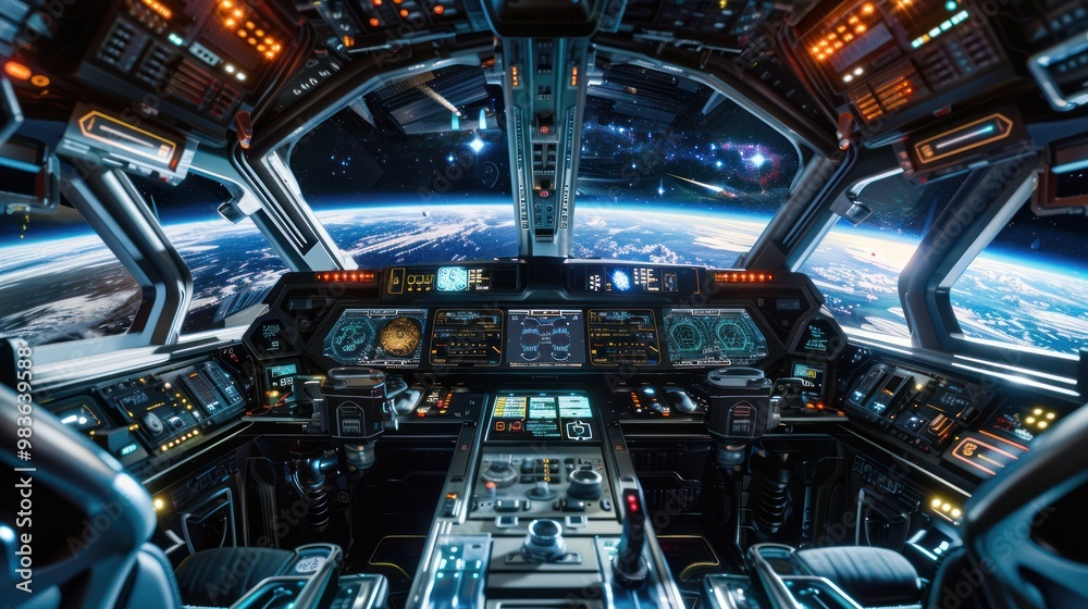 Spaceship Cockpit View of Earth Spaceship Cockpit View of Earth