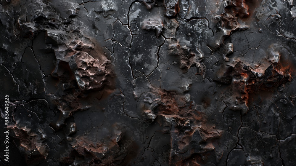 Cracked and Textured Dark Surface with Red Hues - Abstract Background Photograph Cracked and Textured Dark Surface with Red Hues - Abstract Background Photograph