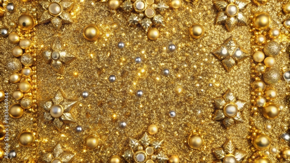 A festive background of sparkling gold and silver ornaments. A festive background of sparkling gold and silver ornaments.