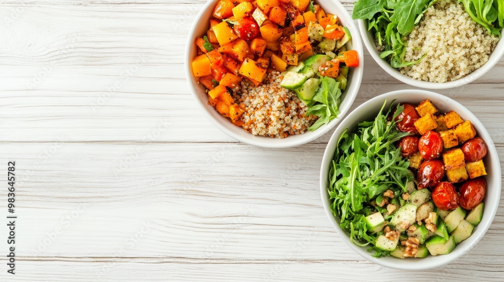 Healthy Bowls of Fresh Vegetables and Grains
