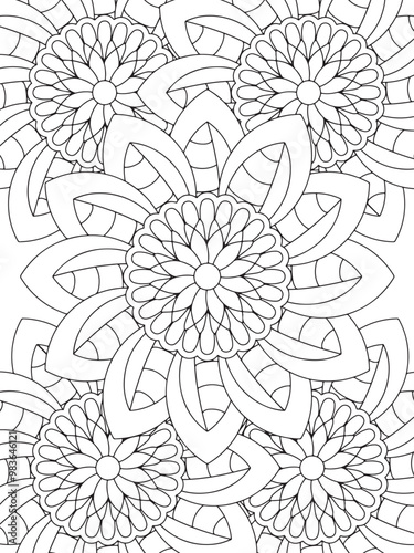 All these designs are hand-drawn and unique Flower Beautiful black and white illustration for adult coloring book, This is a printable Beautiful Zentangle Coloring page for KDP Interior, POD products